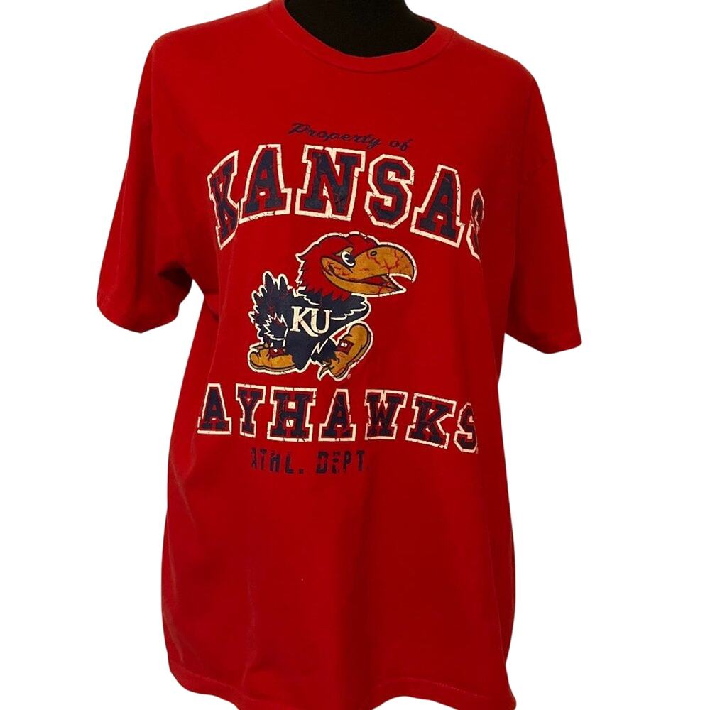 KU Jayhawk Red T-Shirt - Men's or Women's T-Shirt size L